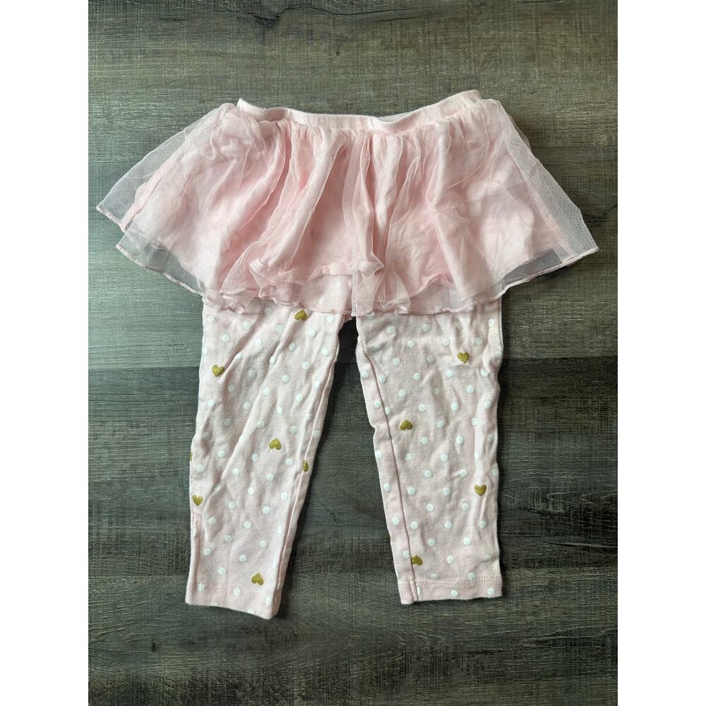 Carters Light Pink White Polka Dot Pants w Attached Tulle Skirt 24 Months